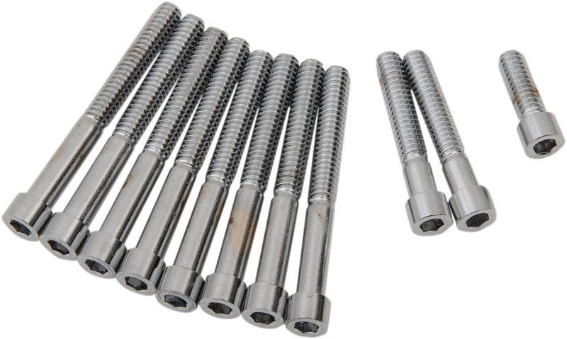 Drag Specialties Primary Cover Only Bolt Kit Chrome Silver Smooth Socket-Head - MK348S