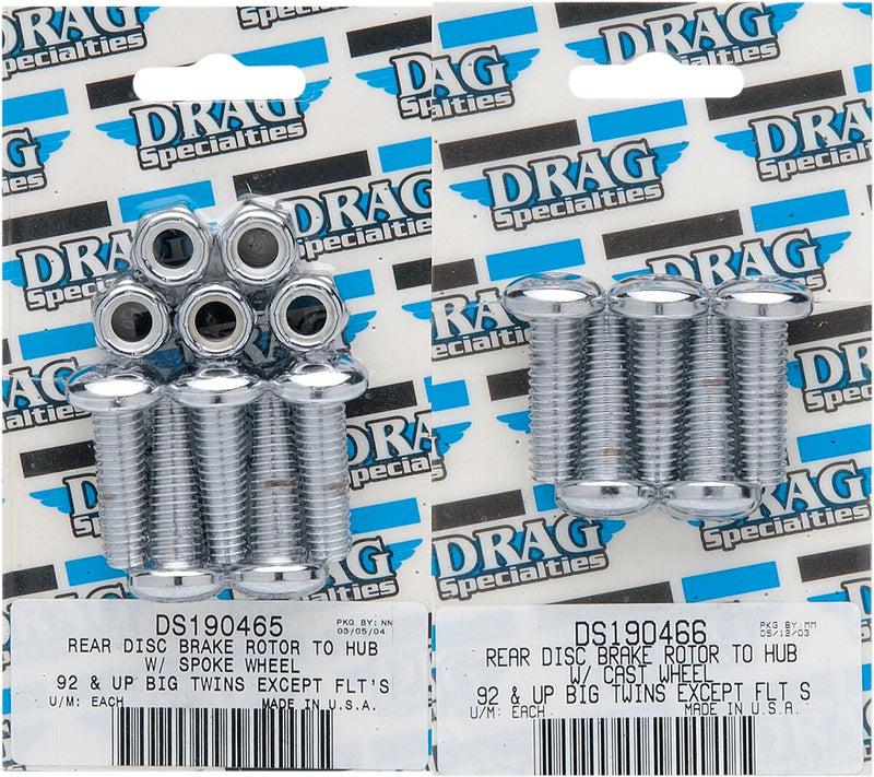 Drag Specialties Disc Brake Hub Mounting Kit Chrome Spoked Wheel Rotor Steel
