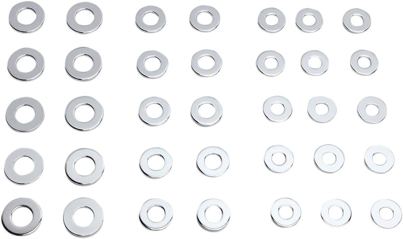 Drag Specialties Washers Washer Kit Silver Flat 35 Pack