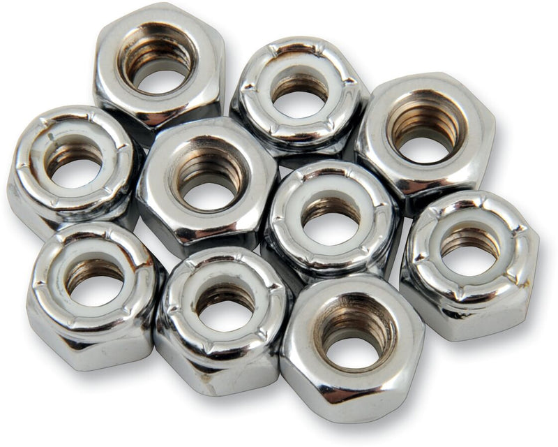 Drag Specialties Replacement Insert Nuts Silver Coarse Thread Fine Thread Nylon 10 Pack - MPB273