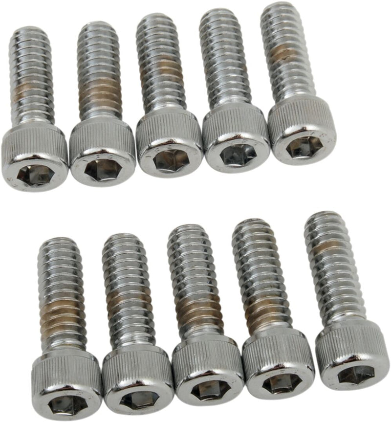 Drag Specialties Socket-Head Bolts Silver Knurled 10 Pack - MPB179