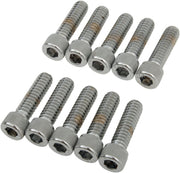 Drag Specialties Socket-Head Bolts Silver Knurled 10 Pack - MPB180