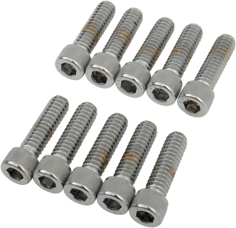 Drag Specialties Socket-Head Bolts Silver Knurled 10 Pack - MPB180