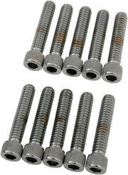 Drag Specialties Socket-Head Bolts Silver Knurled 10 Pack - MPB182