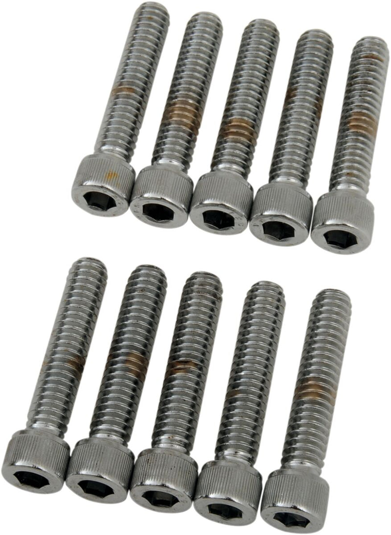 Drag Specialties Socket-Head Bolts Silver Knurled 10 Pack - MPB182