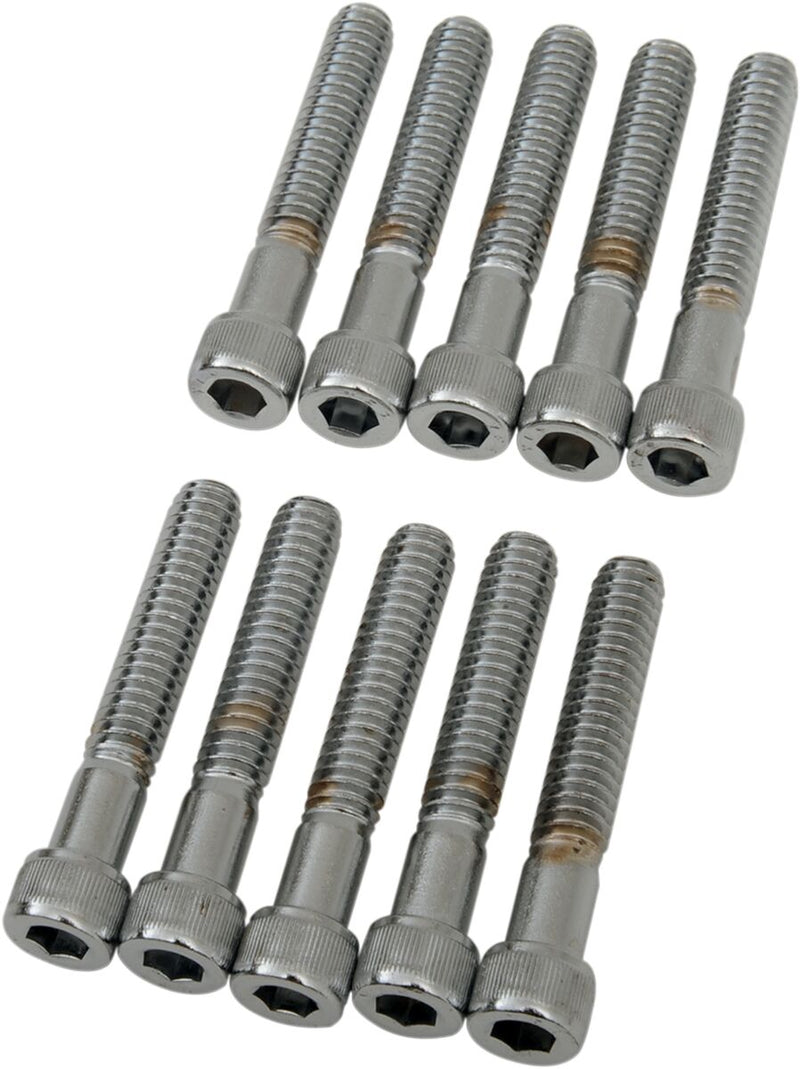Drag Specialties Socket-Head Bolts Silver Knurled 10 Pack