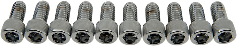 Drag Specialties Socket-Head Bolts Silver Knurled 10 Pack - MPB237