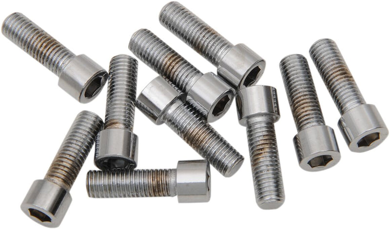 Drag Specialties Replacement Fine Thread Socket-Head Bolts Chrome Polished Silver Smooth 10 Pack - MPB210S