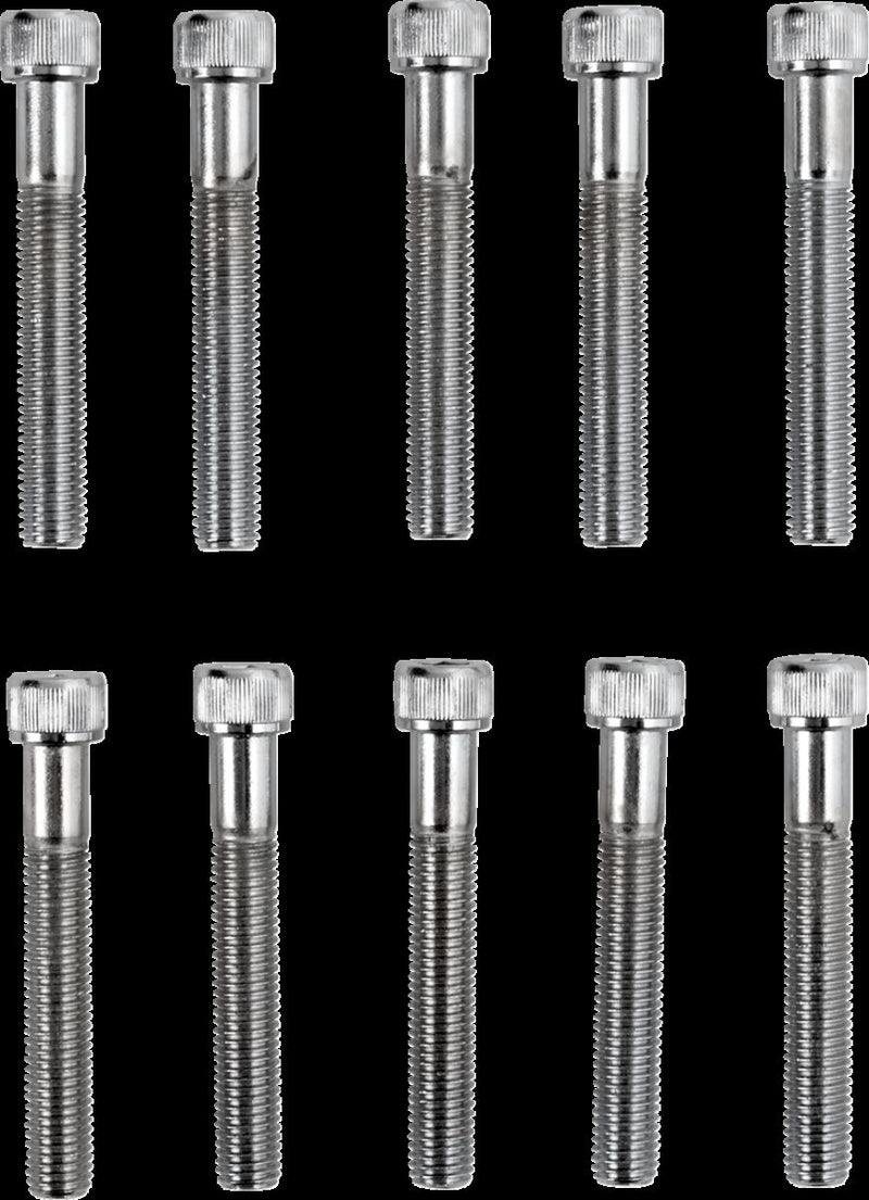 Drag Specialties Replacement Fine Thread Socket-Head Bolts Chrome Polished Silver Knurled 10 Pack