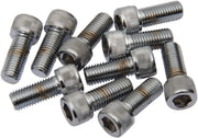 Drag Specialties Replacement Fine Thread Socket-Head Bolts Chrome Polished Silver Knurled 10 Pack - MPB225