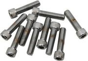 Drag Specialties Replacement Fine Thread Socket-Head Bolts Chrome Polished Silver Knurled 10 Pack - MPB228