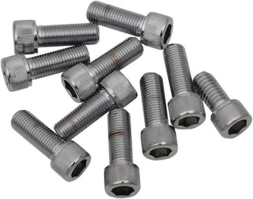 Drag Specialties Replacement Fine Thread Socket-Head Bolts Chrome Polished Silver Knurled 10 Pack