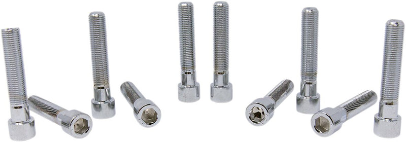 Drag Specialties Replacement Fine Thread Socket-Head Bolts Chrome Polished Silver Smooth 10 Pack - MPB254S