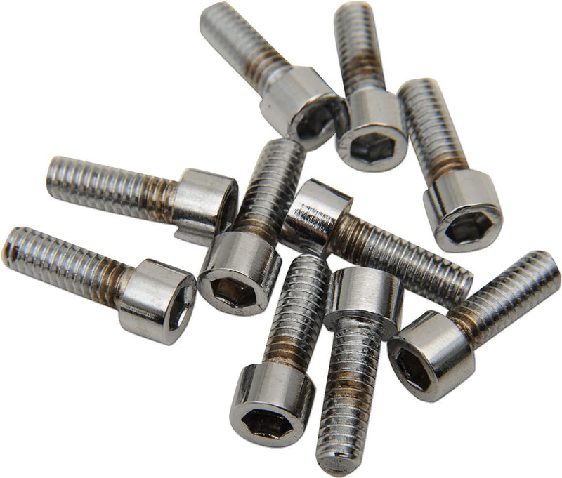 Drag Specialties Replacement Socket-Head Bolts Chrome Polished Silver Coarse Thread Knurled 10 Pack - MPB189