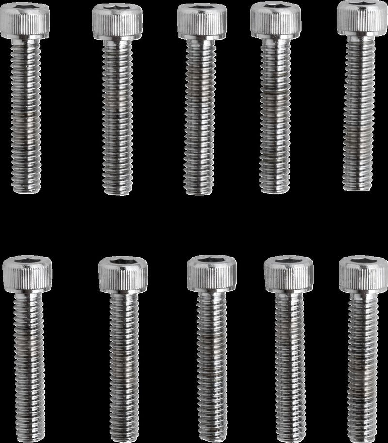 Drag Specialties Replacement Socket-Head Bolts Chrome Polished Silver Coarse Thread Knurled 10 Pack