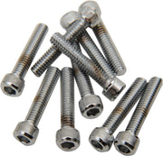 Drag Specialties Replacement Socket-Head Bolts Chrome Polished Silver Coarse Thread Knurled 10 Pack - MPB190