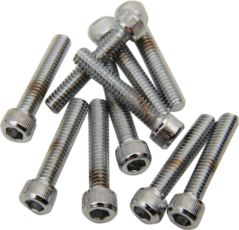 Drag Specialties Replacement Socket-Head Bolts Chrome Polished Silver Coarse Thread Knurled 10 Pack - MPB190