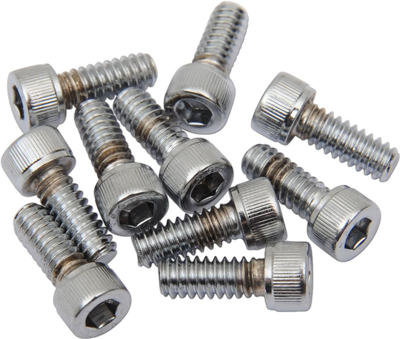 Drag Specialties Replacement Socket-Head Bolts Chrome Polished Silver Coarse Thread Knurled 10 Pack - MPB192