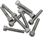 Drag Specialties Replacement Socket-Head Bolts Chrome Polished Silver Coarse Thread Knurled 10 Pack - MPB196