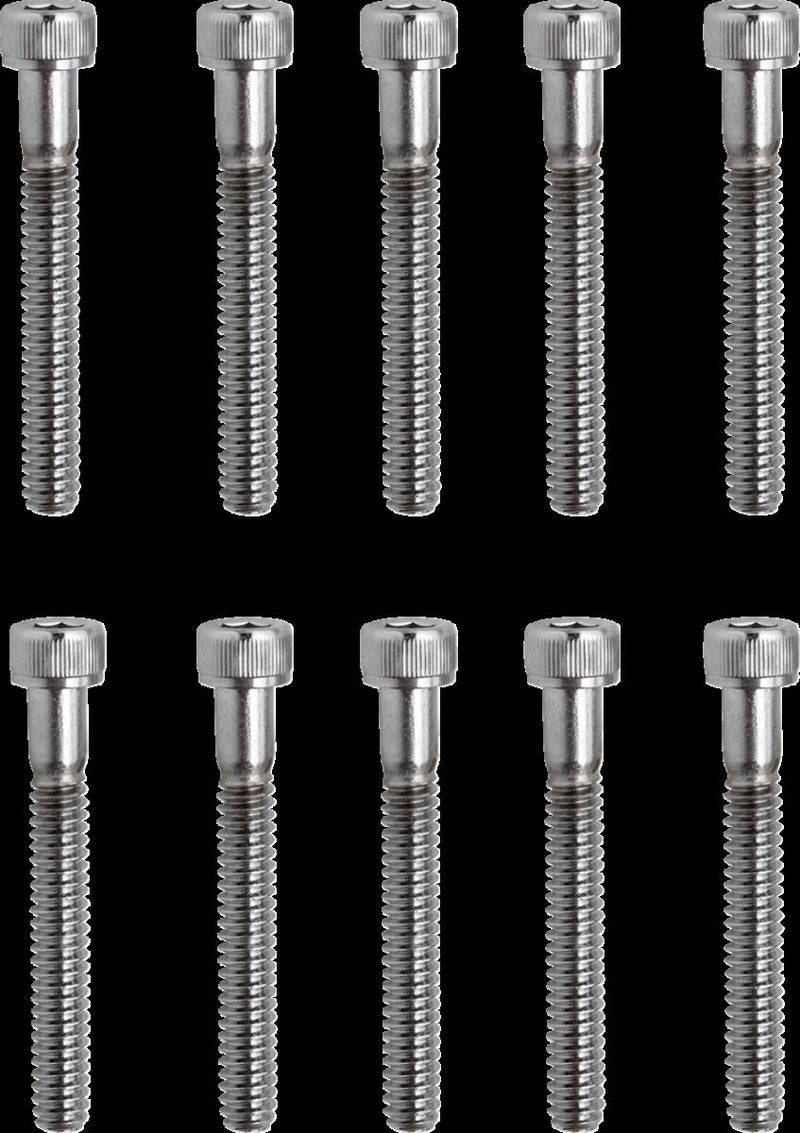 Drag Specialties Replacement Socket-Head Bolts Chrome Polished Silver Coarse Thread Knurled 10 Pack