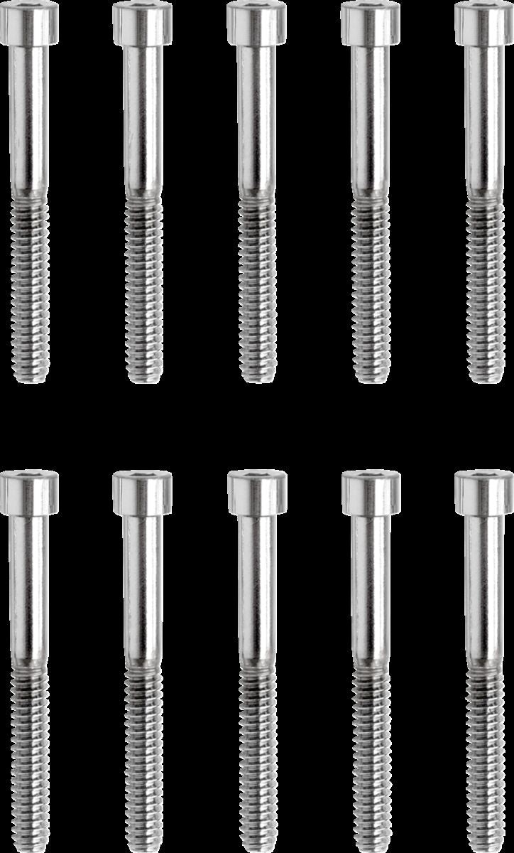 Drag Specialties Replacement Socket-Head Bolts Chrome Polished Silver Coarse Thread Smooth 10 Pack