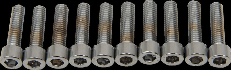 Drag Specialties Replacement Socket-Head Bolts Chrome Polished Silver Fine Thread Smooth 10 Pack - MPB202S