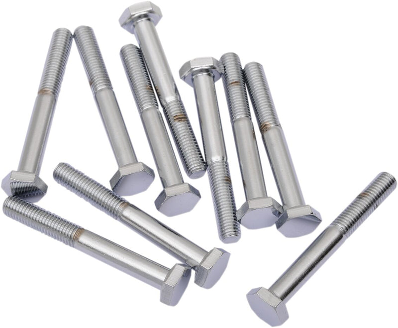 Drag Specialties Replacement Fine Thread Hex Head Bolts Chrome Polished Silver 10 Pack - MPB143