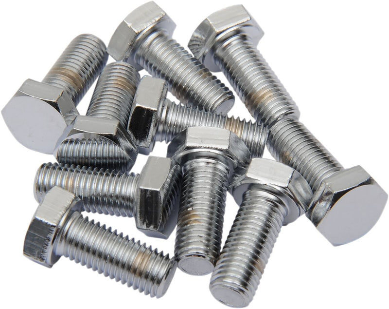 Drag Specialties Replacement Fine Thread Hex Head Bolts Chrome Polished Silver 10 Pack - MPB147