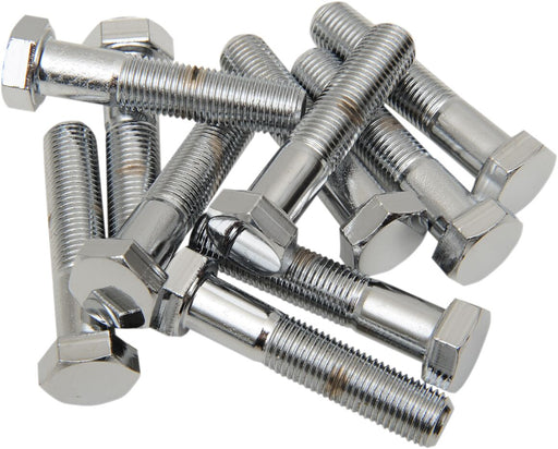 Drag Specialties Replacement Fine Thread Hex Head Bolts Chrome Polished Silver 10 Pack