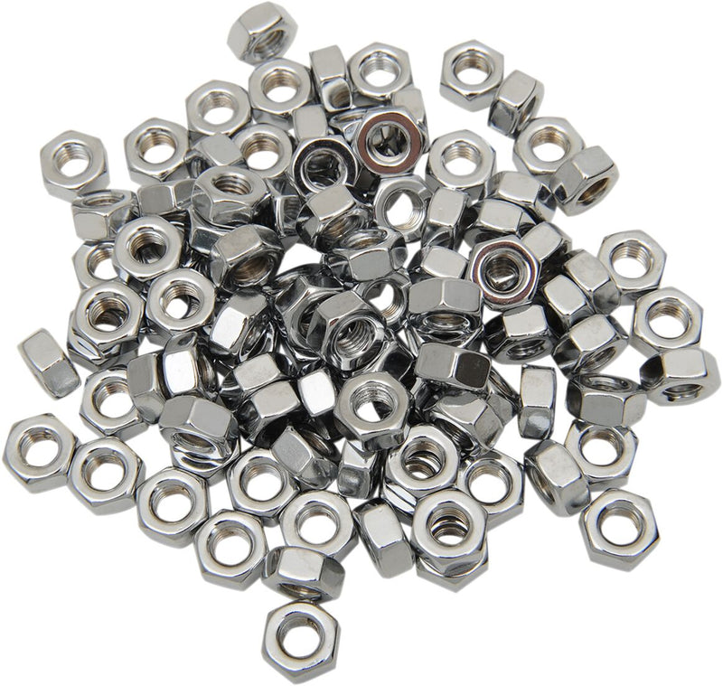Drag Specialties Hex Nuts Silver 100 Pack - MPB165
