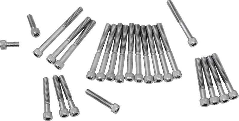 Drag Specialties Cam/Primary/Sprocket Cover Bolt Set Chrome Silver Knurled Socket-Head Cam Cover Primary Cover - MK161