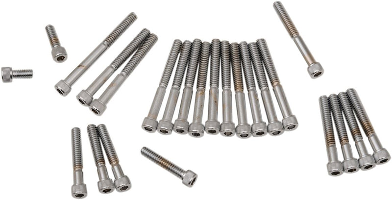 Drag Specialties Cam/Primary/Sprocket Cover Bolt Set Chrome Silver Knurled Socket-Head Cam Cover Primary Cover - MK161