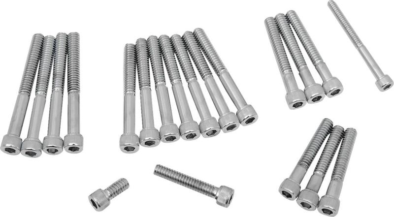 Drag Specialties Cam/Primary Cover Bolt Set Chrome Silver Knurled Socket-Head Cam Cover - MK162