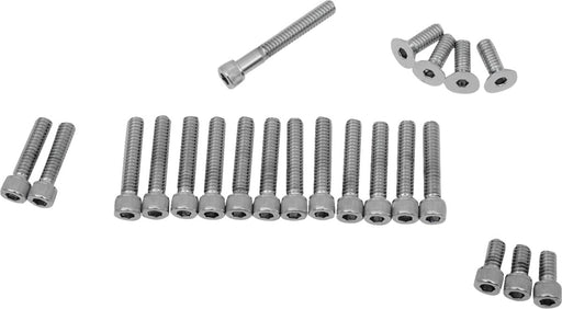 Drag Specialties Cam/Primary/Inspection/Derby Cover Bolt Set Chrome Silver Knurled Socket-Head Cam Cover