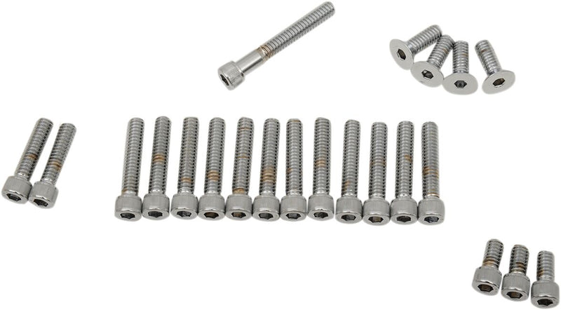 Drag Specialties Cam/Primary/Inspection/Derby Cover Bolt Set Chrome Silver Knurled Socket-Head Cam Cover - MK136