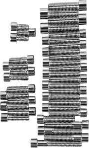 Drag Specialties Cam/Primary/Transmission Cover Bolt Set Chrome Silver Smooth Socket-Head Cam Cover Derby Cover