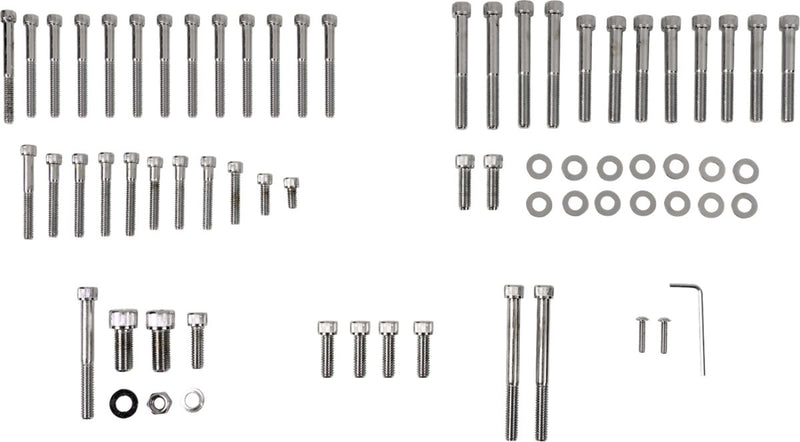 Drag Specialties Motor Bolt Set Chrome Silver Knurled Socket-Head