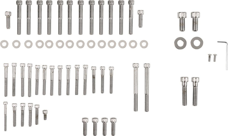 Drag Specialties Motor Bolt Set Chrome Silver Knurled Socket-Head