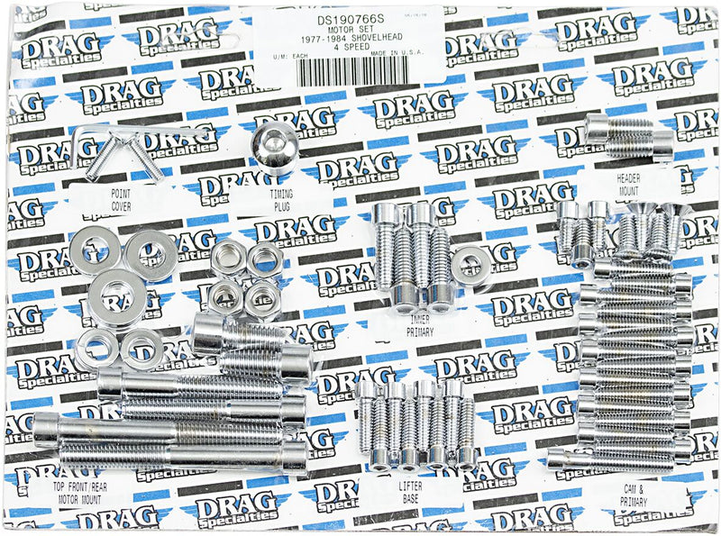 Drag Specialties Motor Bolt Set Chrome Silver Smooth Socket-Head