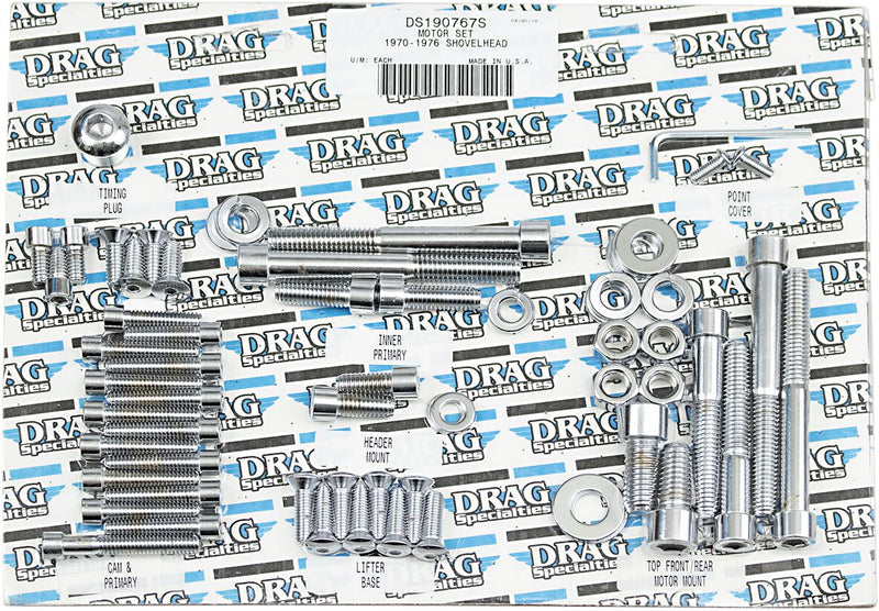 Drag Specialties Smooth Motor Bolt Set for 1971-1976 Harley-Davidson FXR and 1970-1976 Harley-Davidson Touring Motorcycles