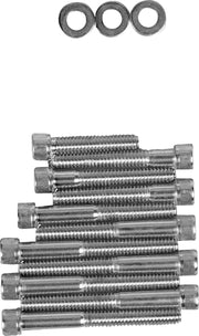 Drag Specialties Cam Cover Bolt Kit Chrome Silver Knurled Socket-Head Steel - MK249