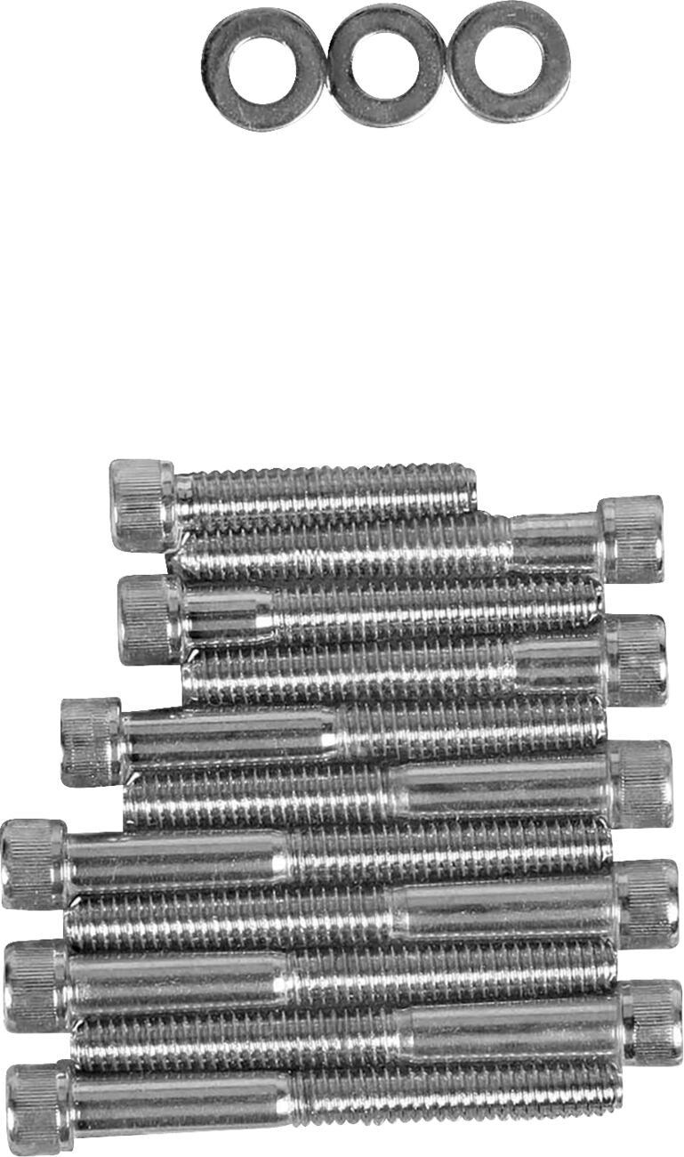 Drag Specialties Cam Cover Bolt Kit Chrome Silver Knurled Socket-Head Steel - MK249