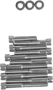 Drag Specialties Cam Cover Bolt Kit Chrome Silver Knurled Socket-Head Steel