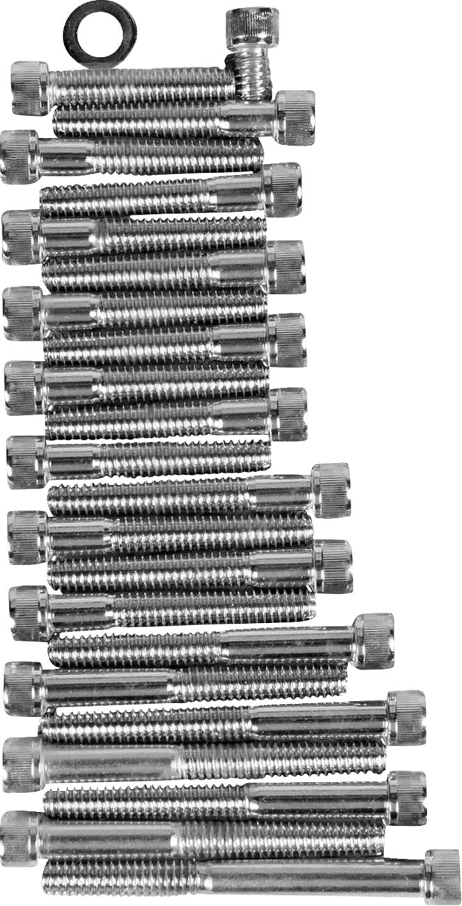 Drag Specialties Cam/Primary/Sprocket Cover Bolt Set Chrome Silver Knurled Socket-Head Cam Cover Primary Cover - MK144