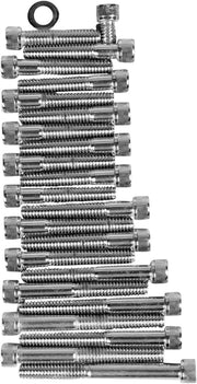 Drag Specialties Cam/Primary/Sprocket Cover Bolt Set Chrome Silver Knurled Socket-Head Cam Cover Primary Cover - MK144