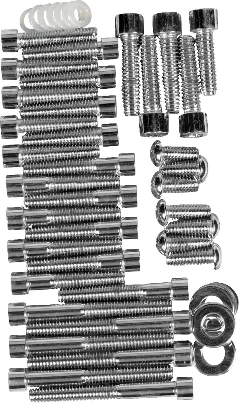 Drag Specialties Cam/Primary/Transmission Cover Bolt Set Chrome Silver Smooth Socket-Head Cam Cover Derby Cover - MK188S