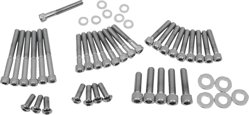 Drag Specialties Cam/Primary/Transmission Cover Bolt Set Chrome Silver Knurled Socket-Head Cam Cover Derby Cover - MK188