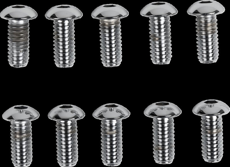 Drag Specialties Replacement Button Head Bolts Chrome Polished Silver 10 Pack