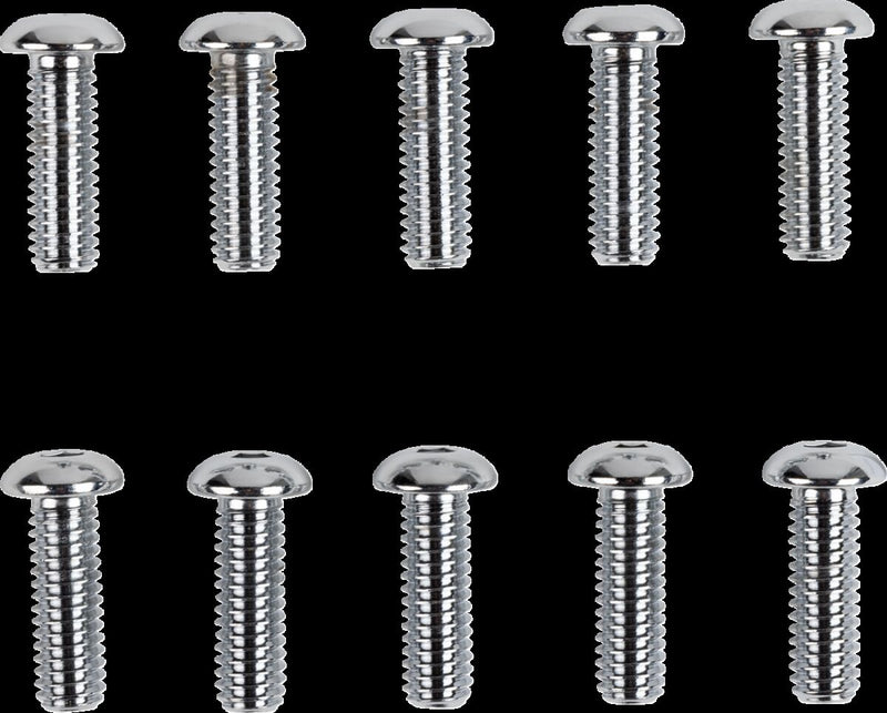 Drag Specialties Replacement Button Head Bolts Chrome Polished Silver 10 Pack