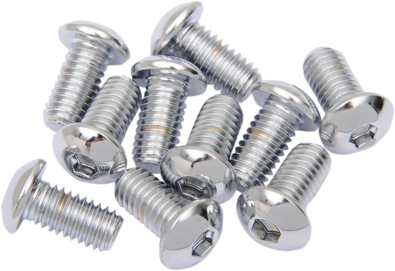 Drag Specialties Replacement Button Head Bolts Chrome Polished Silver 10 Pack - MPB270